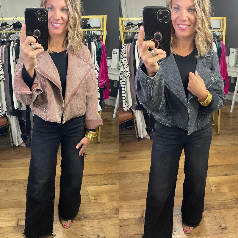 Gulch Nights Denim Swing Jacket - Multiple Options Boat Neck Shawl Collar Notched Collar