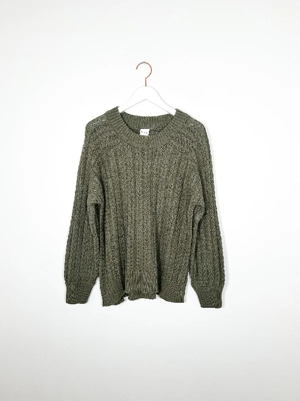 Kowtow - Column Sweater - Olive Turtle Neck Boat Neck Asymmetrical Neck