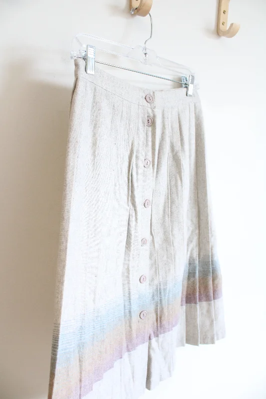 Oatmeal Pleated Button Down Skirt | M high slit skirt
