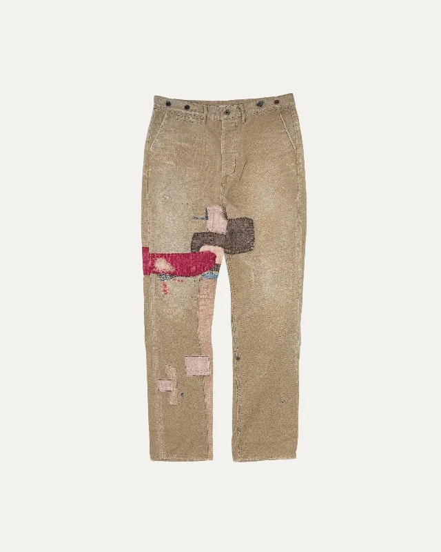Kountry Boro Patch Work Pants Trendy Wide-Leg Pants