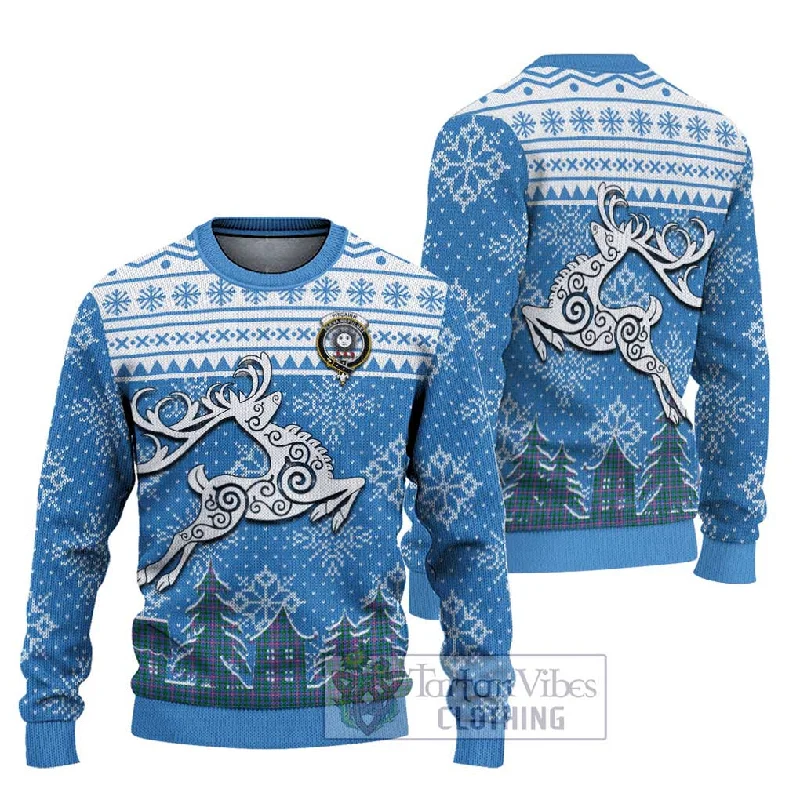 Pitcairn Clan Christmas Ugly Sweater Celtic Reindeer Style Welt Pockets Slit Pockets Flap Pockets