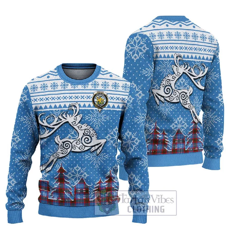 Newton Clan Christmas Ugly Sweater Celtic Reindeer Style Slim Fit Regular Fit Oversized