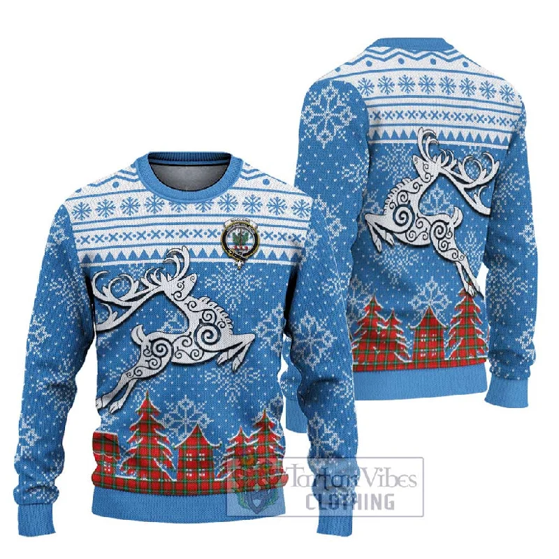 MacLaine (McLaine) Clan Christmas Ugly Sweater Celtic Reindeer Style Long Sweater Short Sweater Cropped Sweater