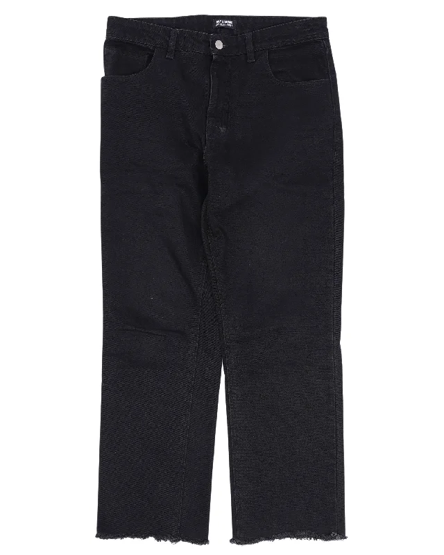 Cropped Denim Pants with Zipper Pocket Elegant Trouser Pants