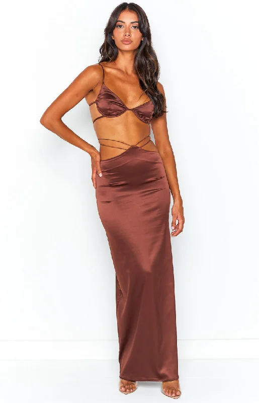 Gigi Brown Maxi Skirt tulle skirt dreamy