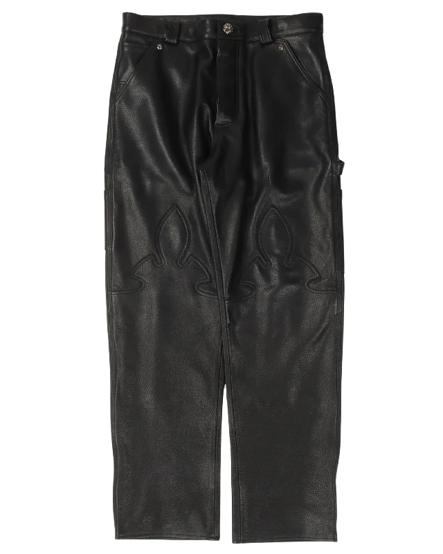 Leather Fleur Knee Carpenter Pants Soft Stretch Leggings