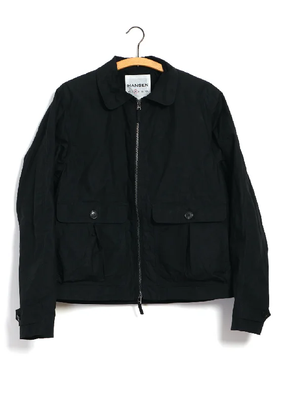 DEXTER 29-72-2 | Short Wide Utility Jacket | Waxed Black Nylon Jacket Polyester Jacket Spandex Jacket