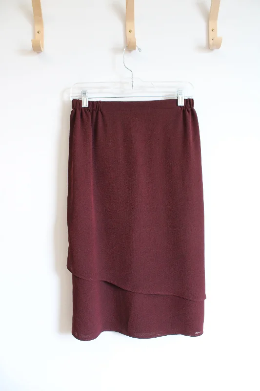 Joliebel Maroon Layered Skirt | M satin skirt smooth