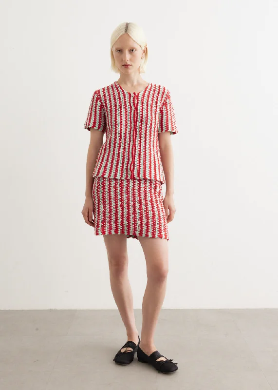 Zig Zag Crochet Skirt ruffled skirt detail