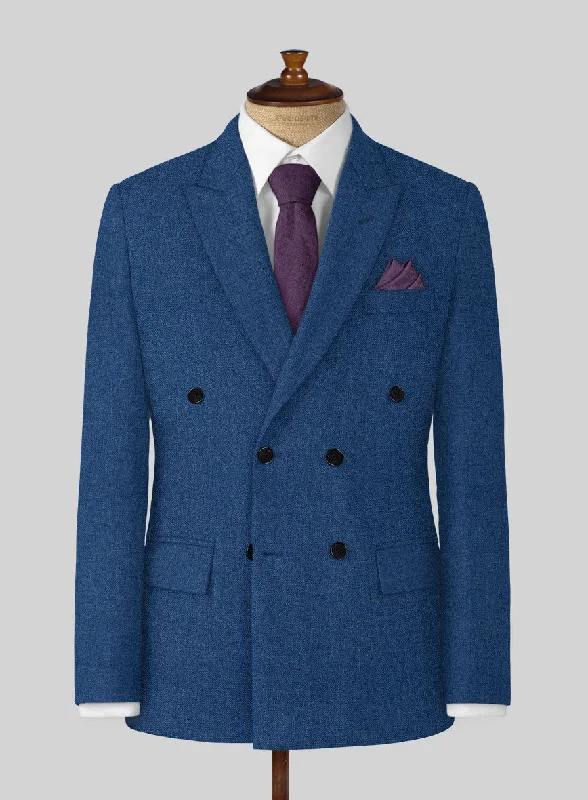 Naples Cobalt Blue Tweed Jacket Hoodie Zip-Up Jacket Button-Up Jacket