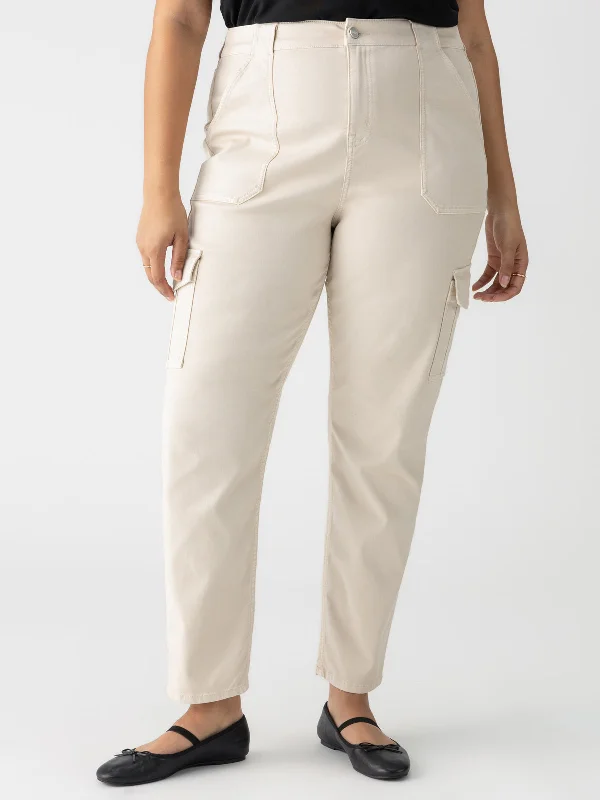 Sculpted Hayden Cargo Standard Rise Pant Toasted Almond Extended Sizing Classic Bootcut Trousers