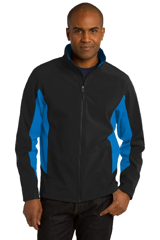 Port Authority Mens Core Wind & Water Resistant Full Zip Jacket - Black/Imperial Blue Satin Jacket Silk Jacket Chiffon Jacket