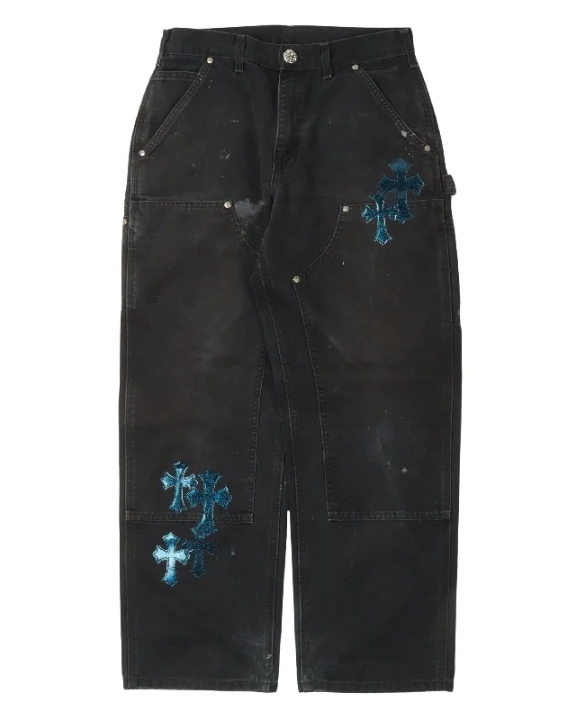 St. Barth Exclusive Carhartt Cross Patch Double Knee Carpenter Pants Stylish Slim Trousers