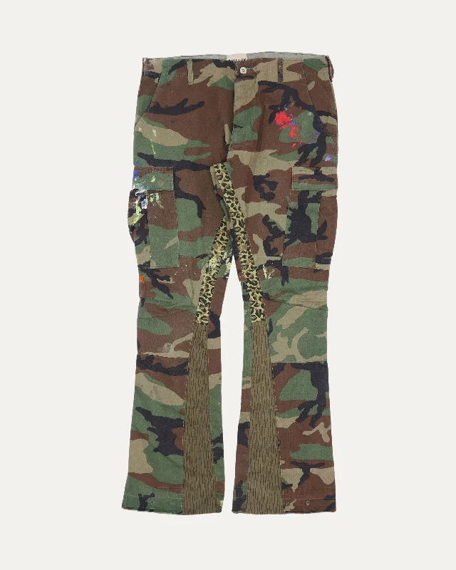 Camouflage Flared Cargo Pants Comfortable Denim Leggings