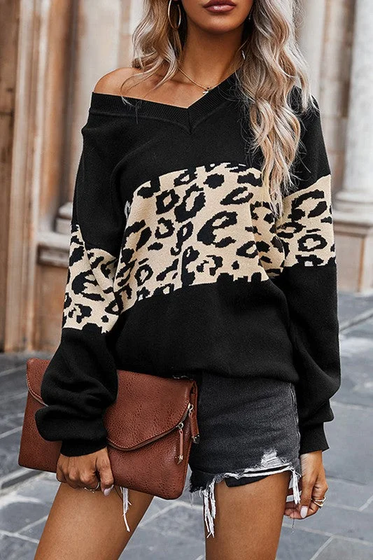 LEOPARD PRINTED SWEATER Beaded Sweater Sequined Faux Fur
