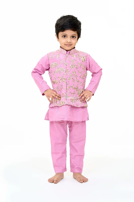Boys Lavender Cotton Kurta with Embroidered Jacket and Matching Pants for Festive Wear Faux Fur Jacket Real Fur Jacket Shearling Jacket