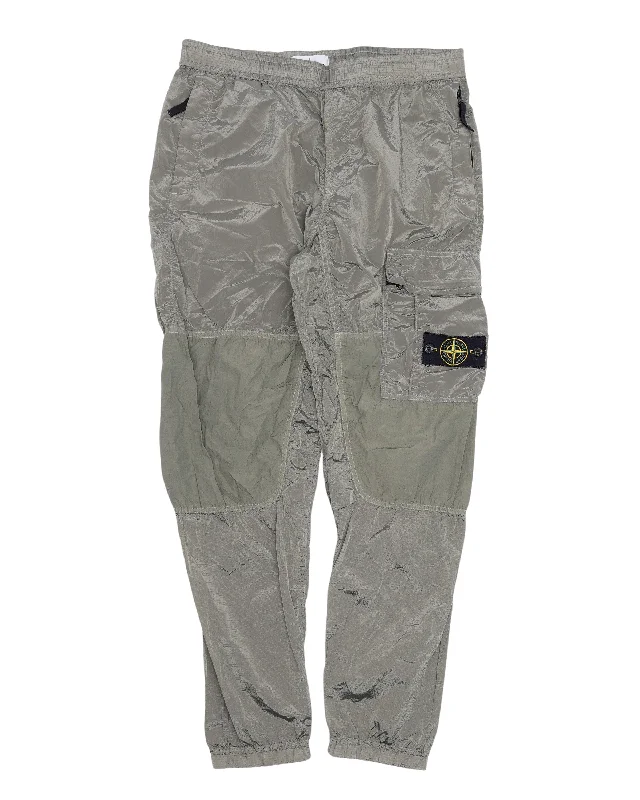 Nylon Metal Ripstop Cargo Pants Chic Black Leggings