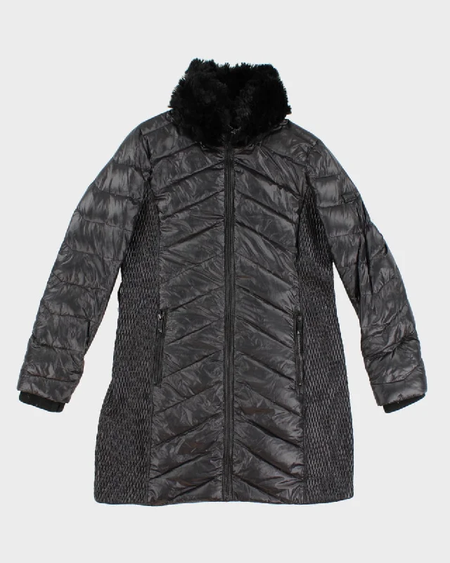 Y2K 00s BCBG MaxAzria Faux Fur Collar Jacket - M Quilted Jacket Puffer Jacket Insulated Jacket