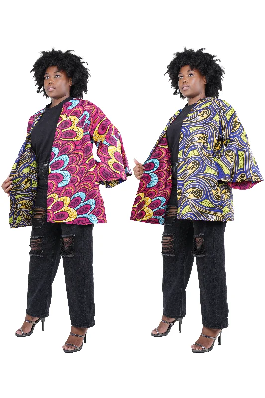 Ankara Short Reversible Jacket With Two Sided Belt (Pack of 3 Pieces) Print Jacket Jacquard Jacket Patchwork Jacket