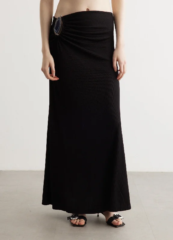 Moodstone Ruched Skirt velvet skirt glossy