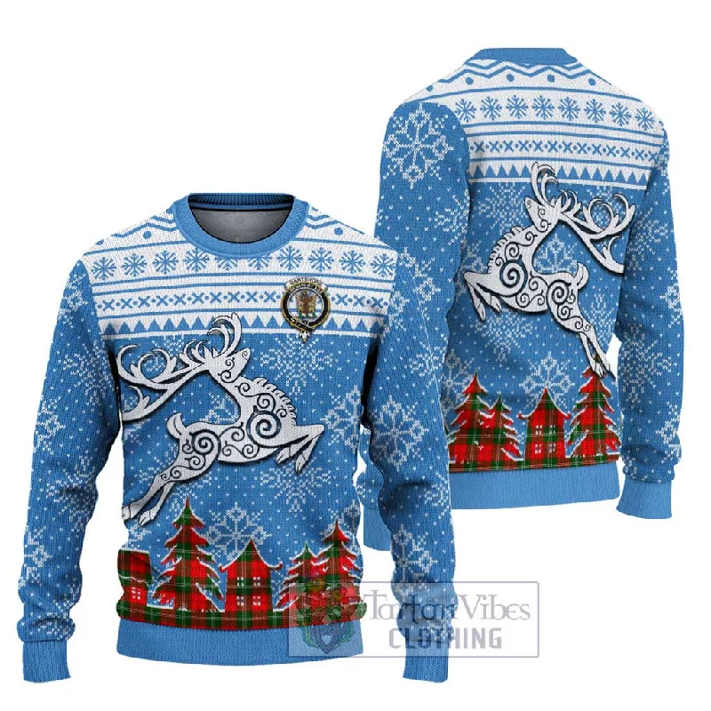 Gartshore Clan Christmas Ugly Sweater Celtic Reindeer Style Handmade Hand-knitted Hand-woven