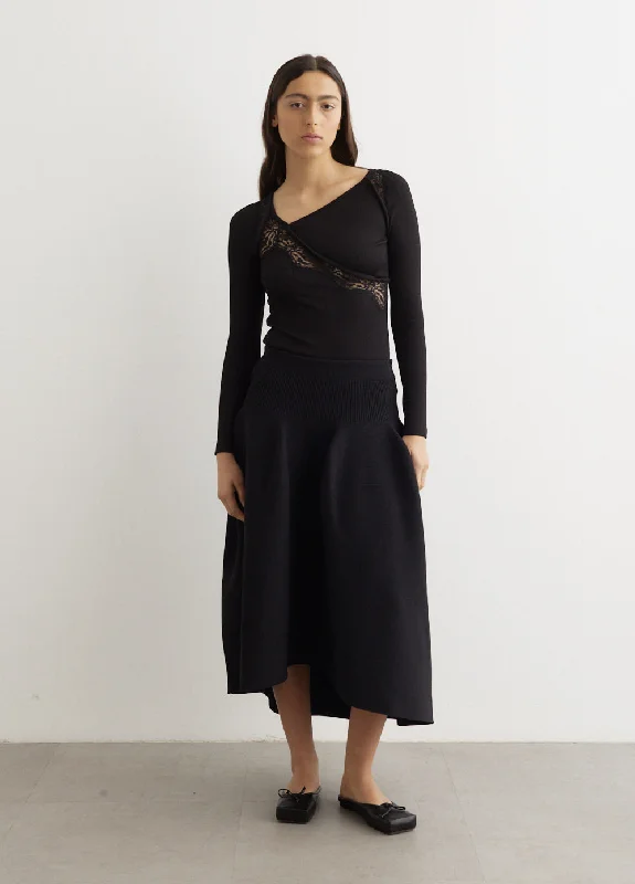 Pottery Glitter Rounded Hem Skirt denim skirt casual