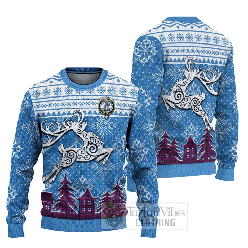 Montgomery Clan Christmas Ugly Sweater Celtic Reindeer Style Modern Contemporary Chic