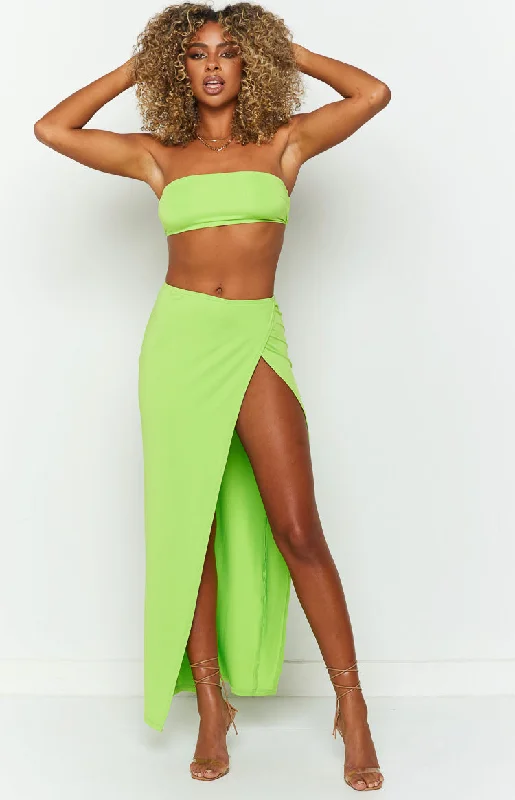 Murphy Lime Midi Skirt chiffon skirt floaty