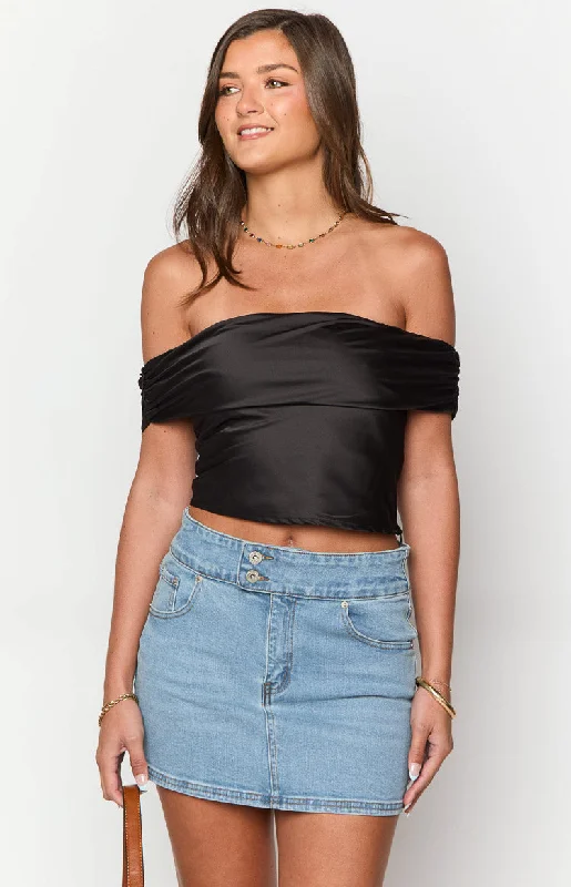 Ria Light Wash Denim Mini Skirt corduroy skirt cozy