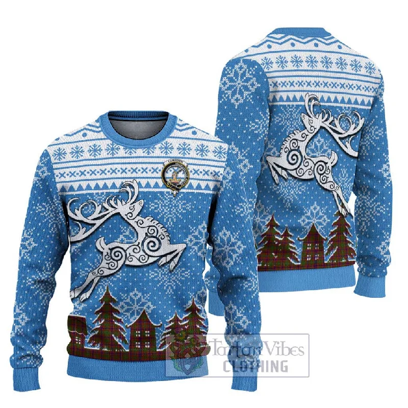 Lumsden Clan Christmas Ugly Sweater Celtic Reindeer Style Cotton Fabric Linen Fabric Terry Fabric