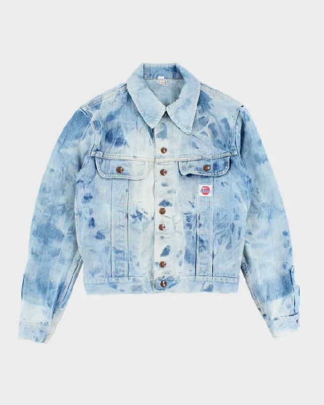 Womens 1980s Acid Wash Scrubbies Button Up Demin Jacket - XS Nylon Fabric Polyester Fabric Spandex Fabric