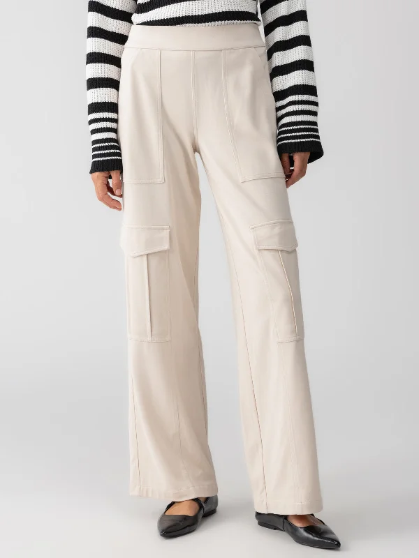 Ponte Travel Cargo Standard Rise Pant Toasted Almond Slim Fit Casual Pants