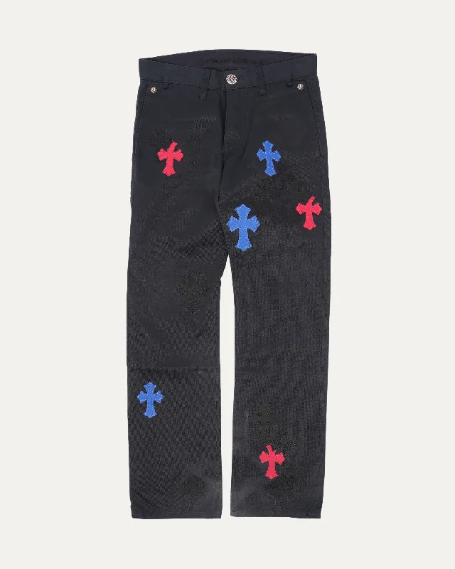 Multicolor Cross Patch Chino Pants Cozy Fitted Pants