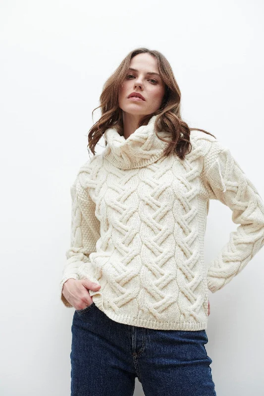 Aran Woollen Mills Cowl Neck Sweater Satin Blend Silk Blend Wool Blend
