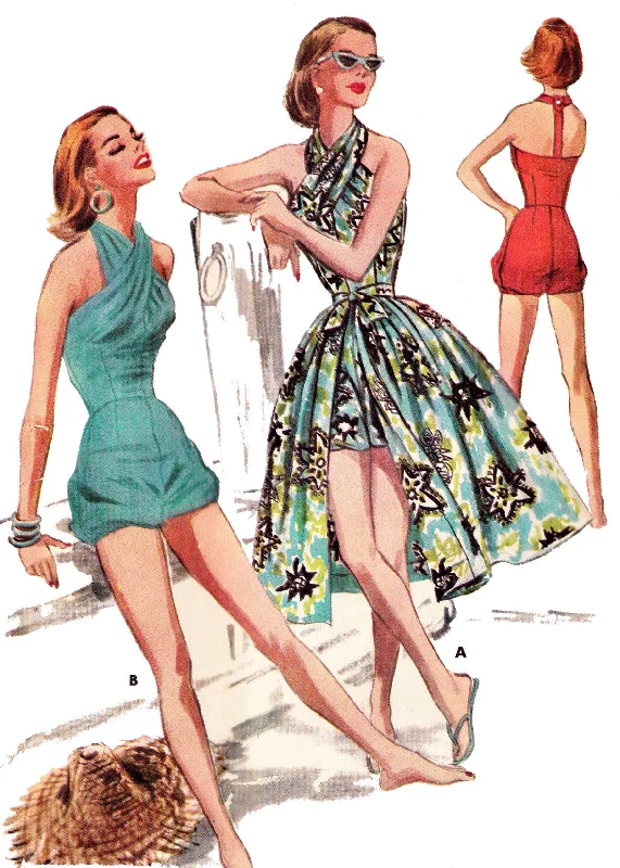 E-PATTERN 1956 Swim or Play Suit & Skirt  E3613 velvet skirt luxury