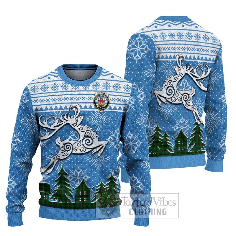 Lundin Clan Christmas Ugly Sweater Celtic Reindeer Style Satin Fabric Silk Fabric Chiffon Fabric