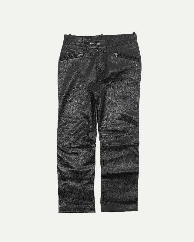 Leather Rider Pants Relaxed High-Waist Trousers