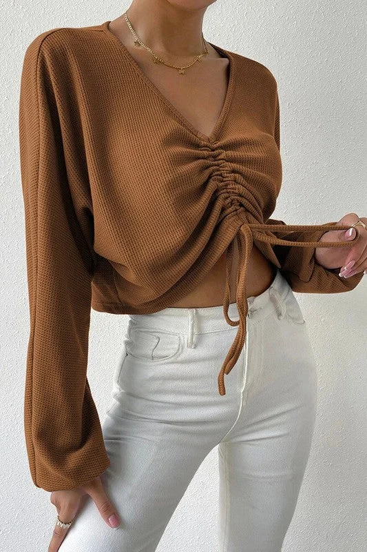 LONG SLEEVE CROP TOP SWEATER Wool Sweater Cotton Sweater Cashmere Sweater