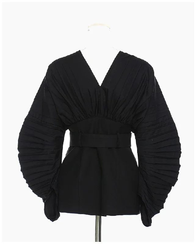 Woman Clothing Oversized Design Ruched Draped Zippers black Color Shirt Coat Casual Women's Jackets One-Shoulder Jacket Off-the-Shoulder Jacket Asymmetrical Jacket