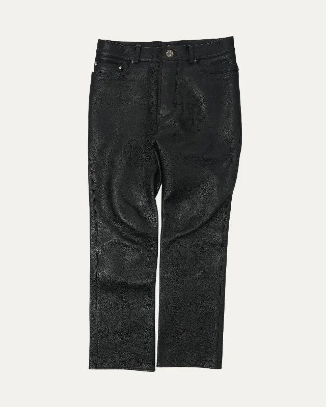 Cross Patch Leather 5 Pocket Pants Fashionable Sporty Pants