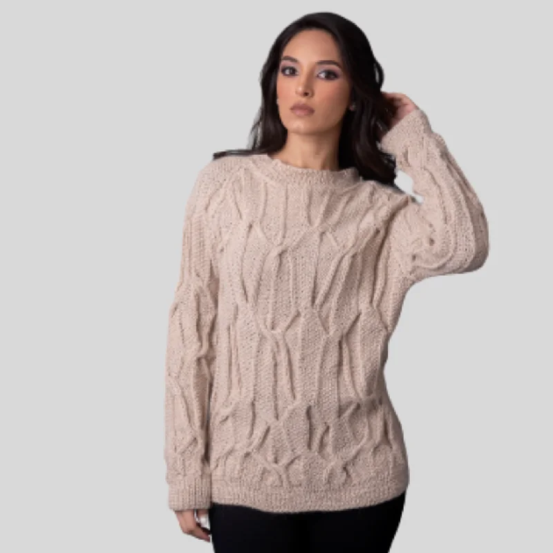 Ana Cable Knit Sweater Herringbone Houndstooth Plaid