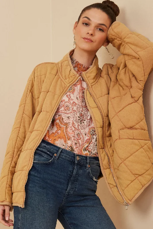 Quilted Zip Up Padded Jacket Jacket Blazer Coat