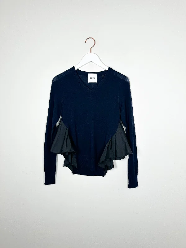 CO|TE - Agata Sweater - Black/ Blue Mesh Blend Leather Blend Suede Blend