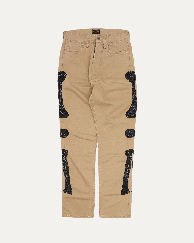 Mexican Tuxedo Okagilly Crochet-Trimmed Cotton-Twill Chino Pants Casual Wide Pants