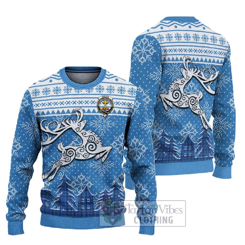 Mercer Clan Christmas Ugly Sweater Celtic Reindeer Style Transparent Opaque Sheer