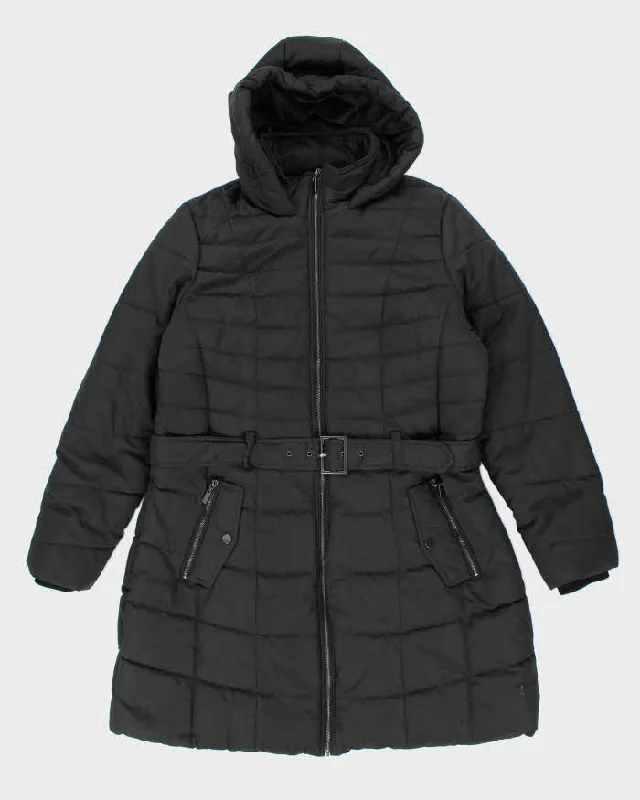 Vintage Y2k 00s Karl Lagerfeld Black Hooded Puffer Jacket - XL Hoodie Zip-Up Jacket Button-Up Jacket
