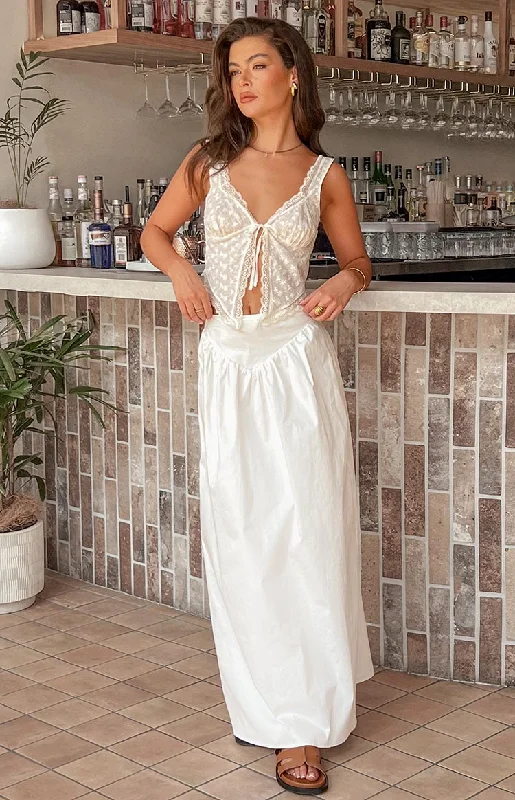 Sweetheart Swirl White Midi Skirt pencil skirt chic