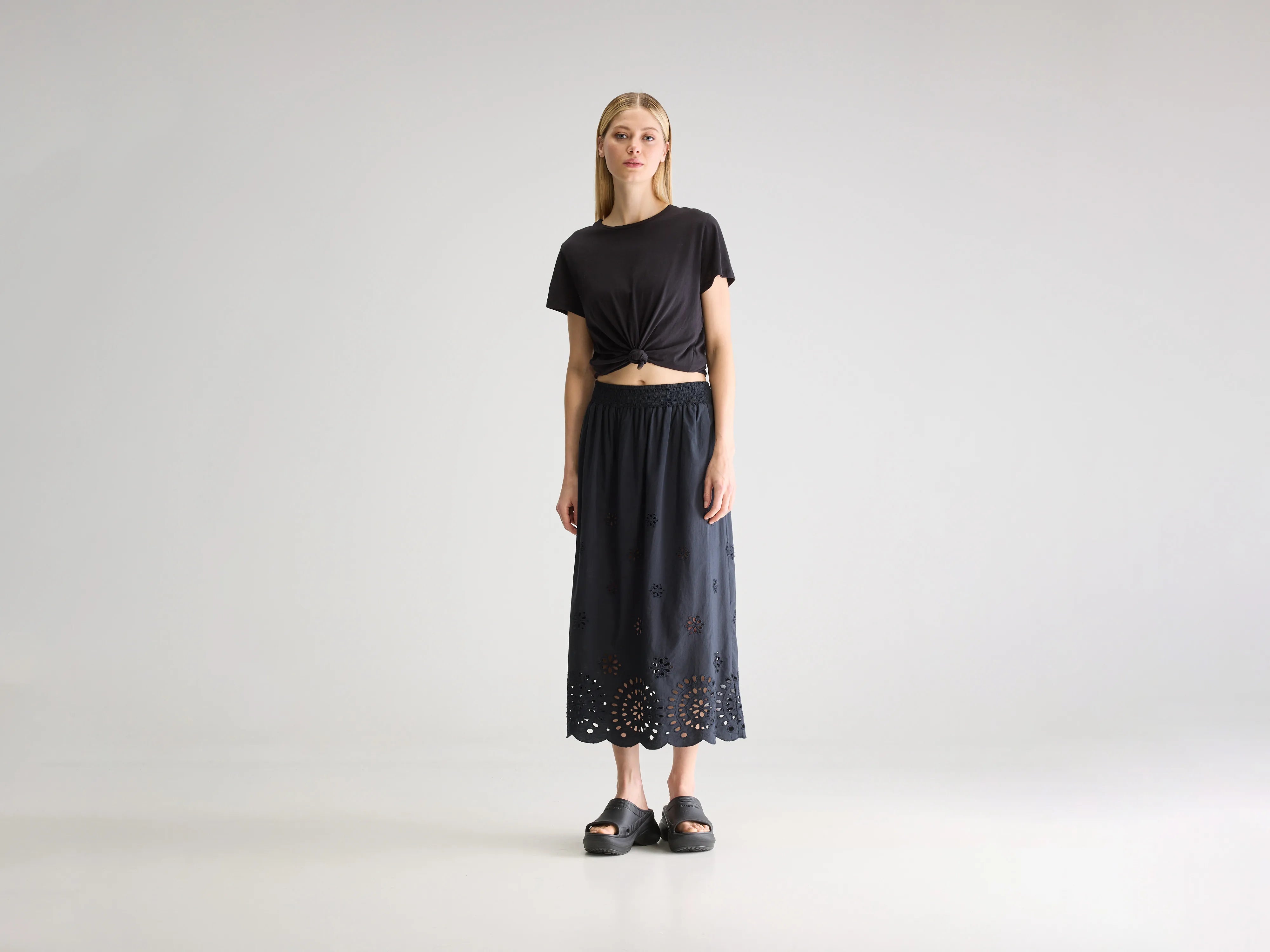 Dorine midi skirt (251 / W / BLACK BEAUTY) denim skirt durable