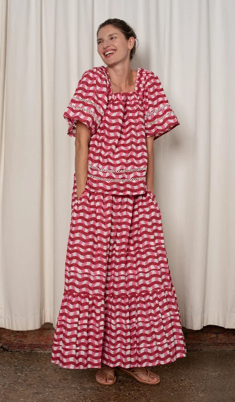 Coco Skirt - Red and Pink Zigzag Stripe maxi skirt elegant