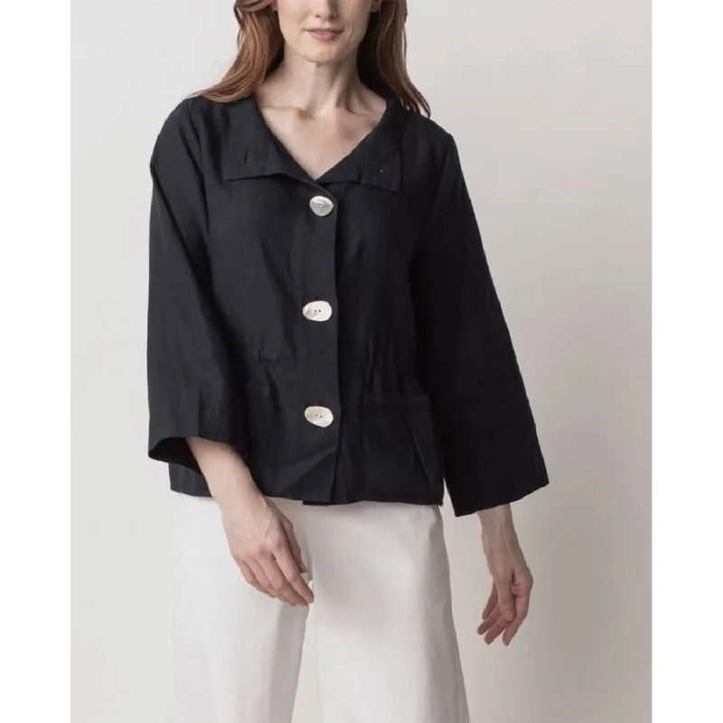 Women's Liv by Habitat Montauk Jacket Black Zip Front Button Front Snap Front